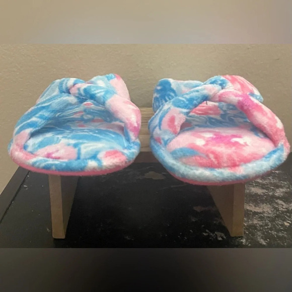 Lilly Pulitzer Bondi Blue My Little Peony Slippers Pool Shoes Preppy Size 7/8 - Picture 3 of 8